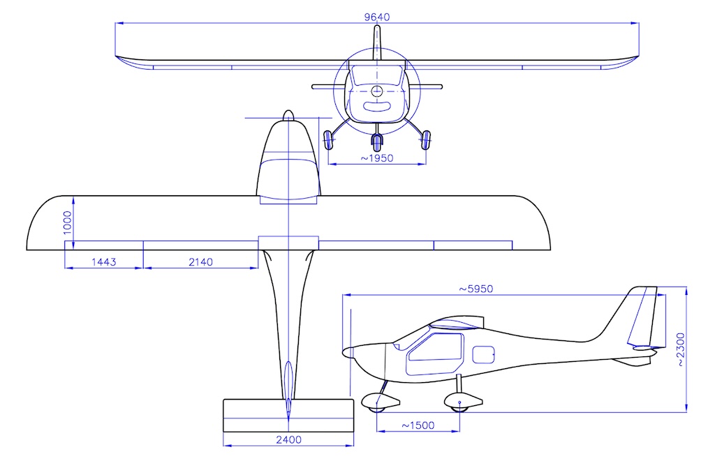 Ekolot KR-030-600 Topaz – 3-Seiten-Ansicht